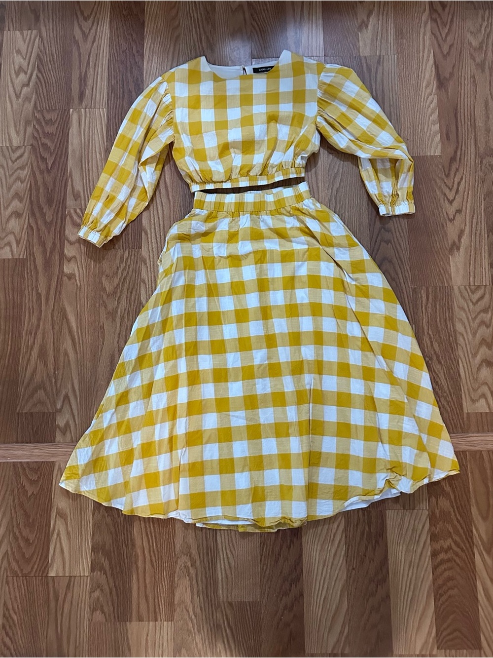 Yellow & White Gingham Two-Piece Set